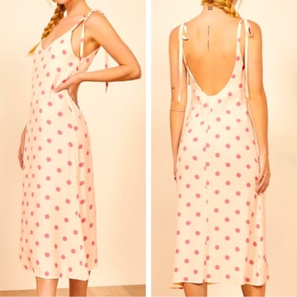 Reformation Dresses & Skirts - Reformation Wh Pink Dots Cream Slip Dress .